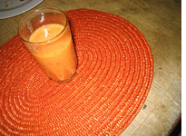 A  delicious peach-and-orange smoothie Josh made 