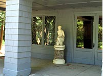 A statue on the terrace of West House 