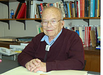 W.K.H. Panofsky (&ldquo;Pief&rdquo;) in his office at the Stanford Linear Accelerator Center. 
Click image to expand.