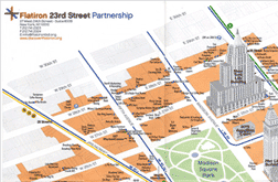A portion of a map showing the Flatiron district in NYC. 