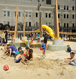 Photograph of David Rockwell's &quot;Imagination Playground&quot; in lower Manhattan.