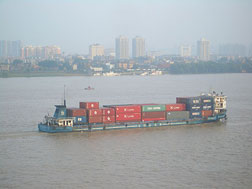 Cargo boats on the Changjiang (Yangtze River) in Wuhan