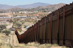 The fence between Nogales, Mexico, and and Nogales, Ariz.
