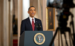 President Barack Obama delivers a statement in the East Room of the White House on the mission against Osama bin Laden, May 1, 2011 in Washington, DC. U.S. President Barack Obama announced that the United States had killed the most-wanted terrorist Osama Bin Laden in an operation led by U.S. Special Forces at a compound in Abbottabad, Pakistan. Click image to expand.