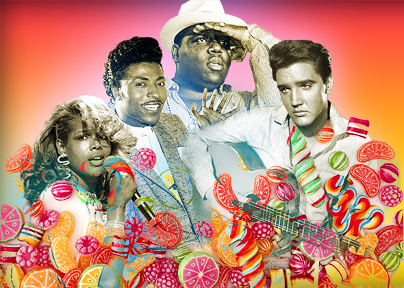 Kelis, Little Richard, Notorious B.I.G, Elvis Presley.