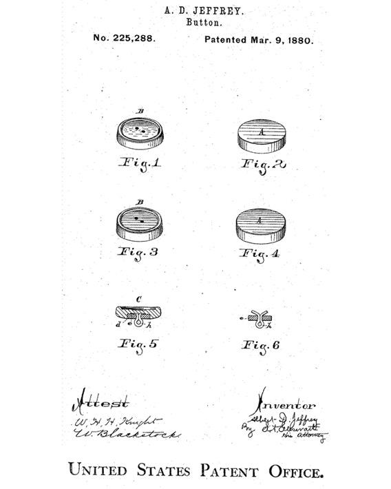 An 1880 patent for leather and paper buttons.