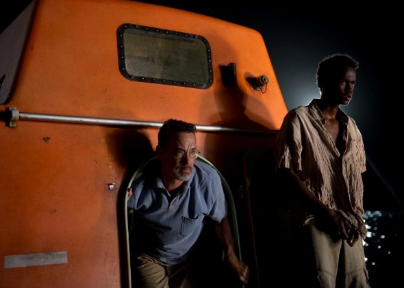 Tom Hanks and Barkhad Abdirahman in Captain Phillips.
