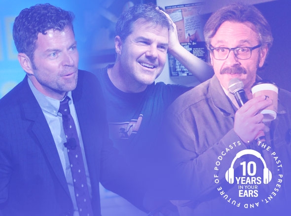 Dave Holmes, Paul Gilmartin, and Marc Maron