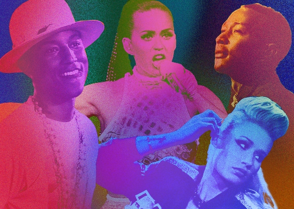 Pharrell, Katy Perry, Iggy Azalea, and John Legend had the four biggest songs of 2014, according to Billboard