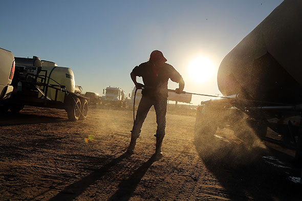 A truck used to carry sand for fracking