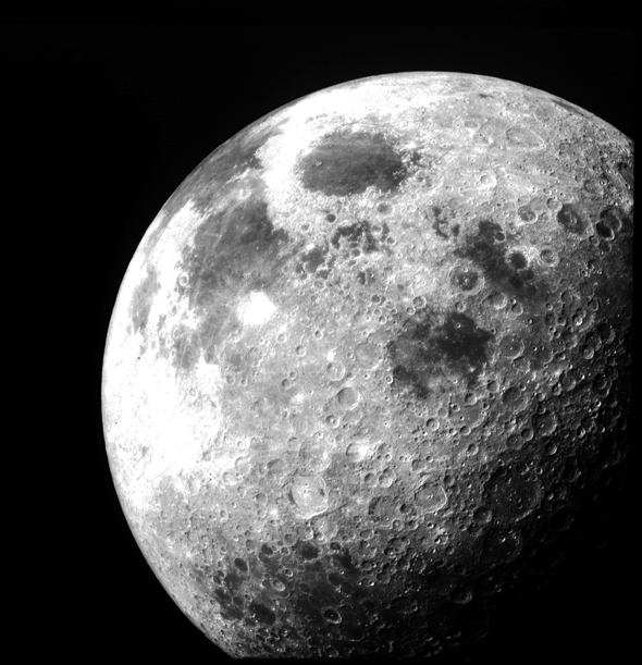 The Moon after Apollo 12 left lunar orbit. The photo was taken from the command module, November 1969. 