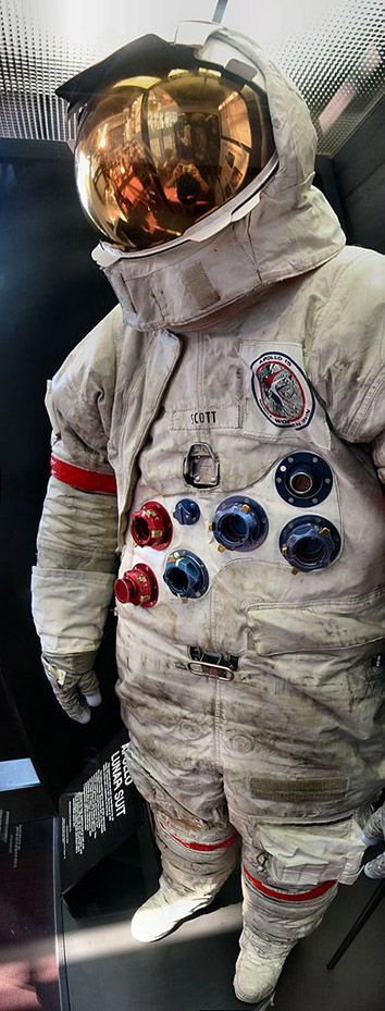 Space Suit worn by David Scott during Apollo 15. Space Suit worn by David Scott during Apollo 15.