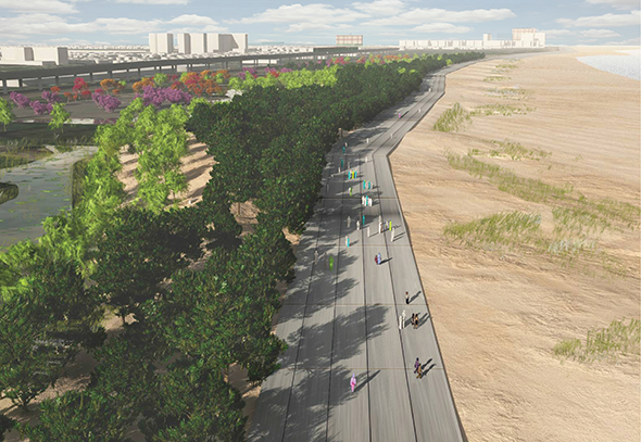 Rendering of the proposed Rockaway East Resiliency Preserve.