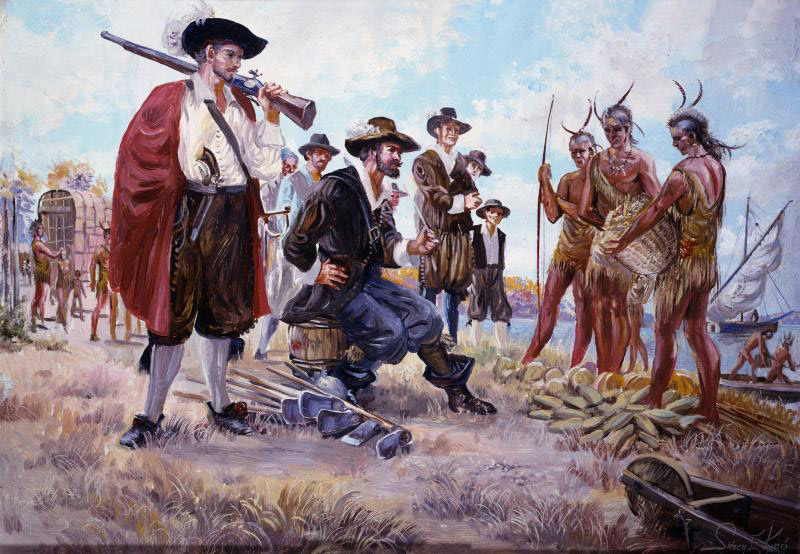 Captain John Smith trading with Virginia Indians.