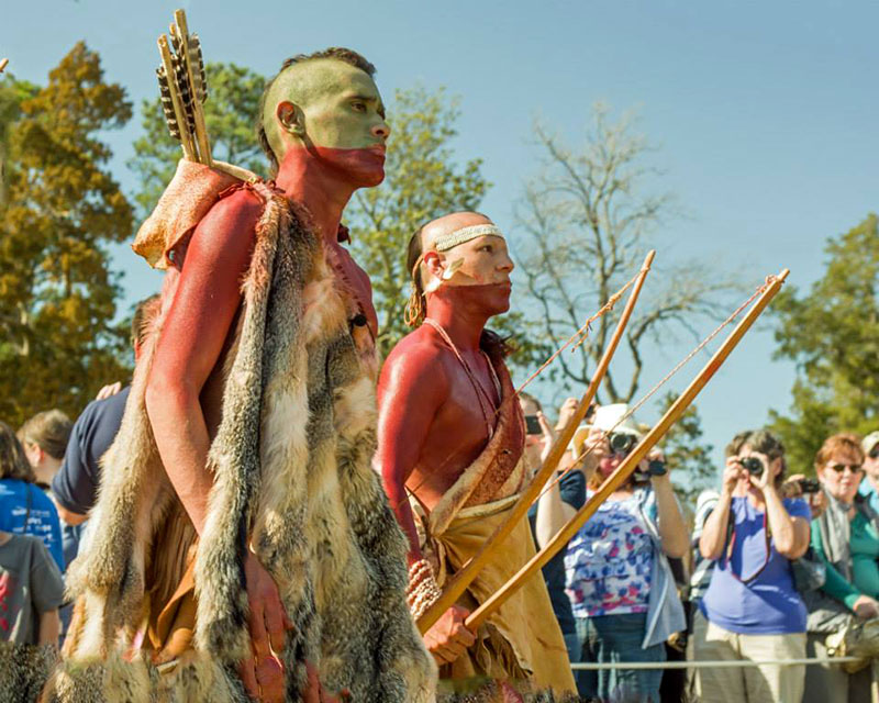 140617_SCI_Pocahontas_ReenactMen Actors at the Pocahontas wedding reenactment in Jamestown, Mass.