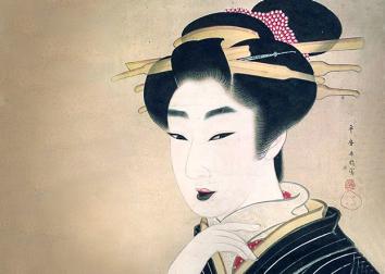 Beauty, a painting of a geisha, by Japanese artist Gion Seitoku,