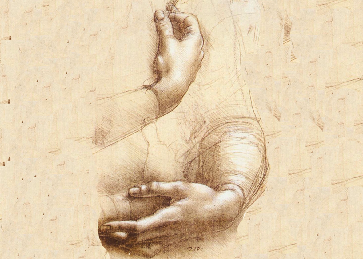 Study of hands by Leonardo da Vinci circa 1474.