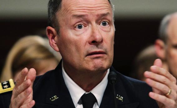 General Keith Alexander, commander of the U.S. Cyber Command, director of the NSA and chief of the CSS, testifies before the Senate Appropriations Committee hearing on Cybersecurity: Preparing for and Responding to the Enduring Threat, on Capitol Hill in Washington June 12, 2013.