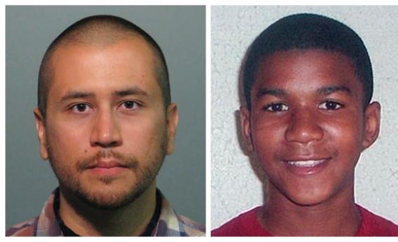Headshots of neighborhood watch volunteer George  Zimmerman (R) who has been charged with second-degree murder of unarmed black teenager Trayvon Martin.