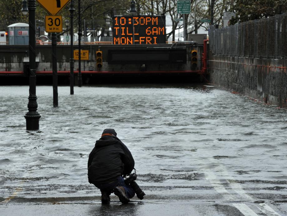 A flooded Brooklyn Battery park Tunnel October 30, 2012 as New Yorkers clean up the morning after Hurricane Sandy's landfall. 