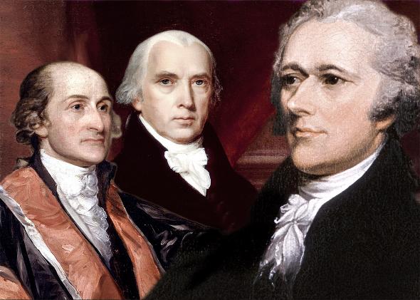 Portraits of John Jay, 1794, James Madison, 1816, and Alexander ,Portraits of John Jay, 1794, James Madison, 1816, and Alexander Hamilton, 1806.