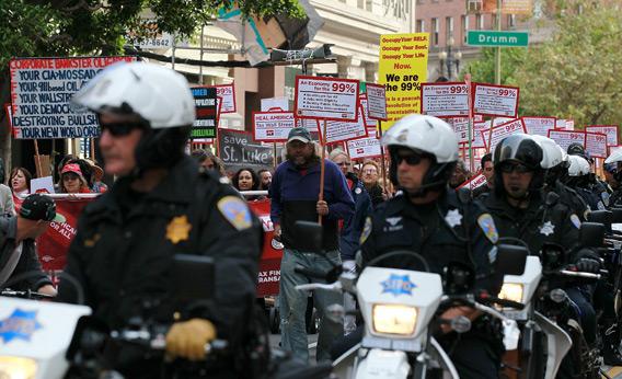 Occupy Wall Street protestors and police.