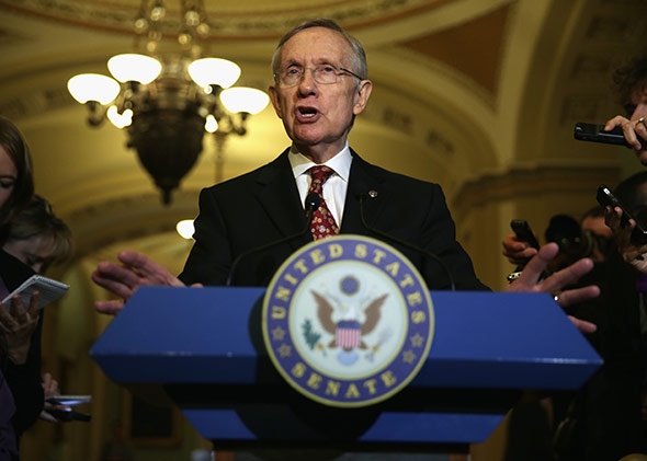 U.S. Senate Majority Leader Senator Harry Reid (D-NV) speaks to members of the media.