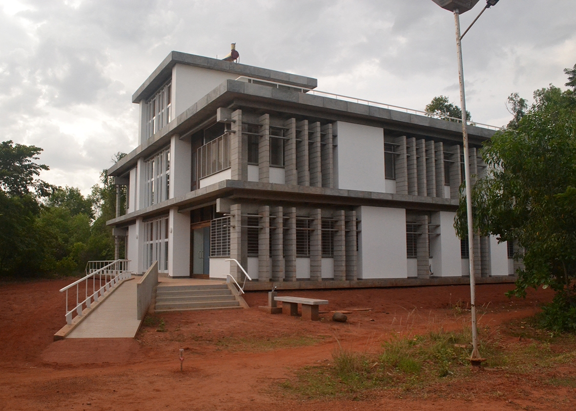 A guest house off one of Auroville's main roads.