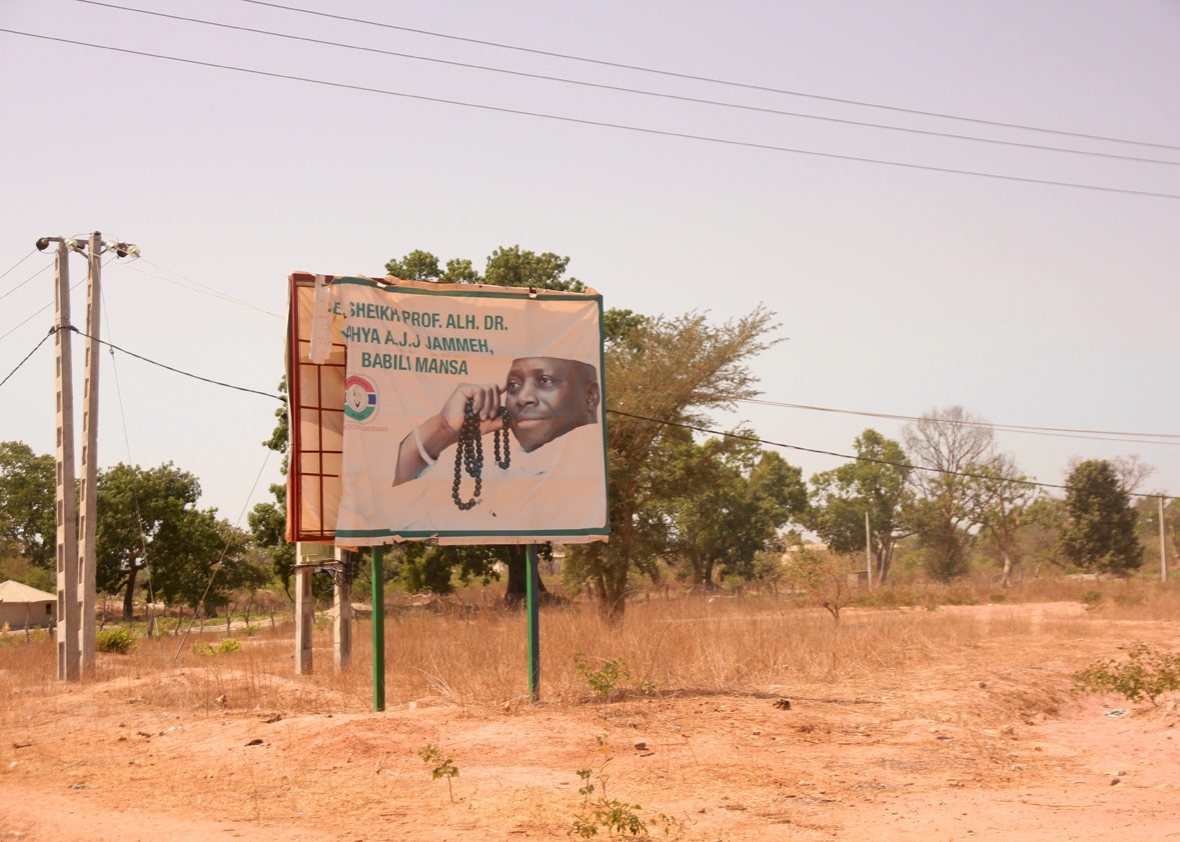 Yahya Jammeh&rsquo;s image still lines the road leading into Kanilai.