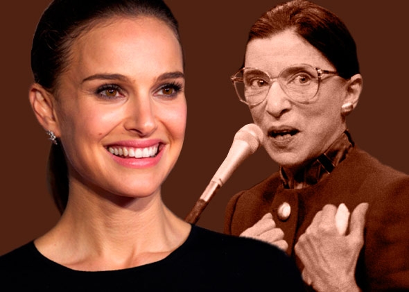 US actress Natalie Portman (L) and Supreme Court Justice Ruth Bader Ginsburg (R)