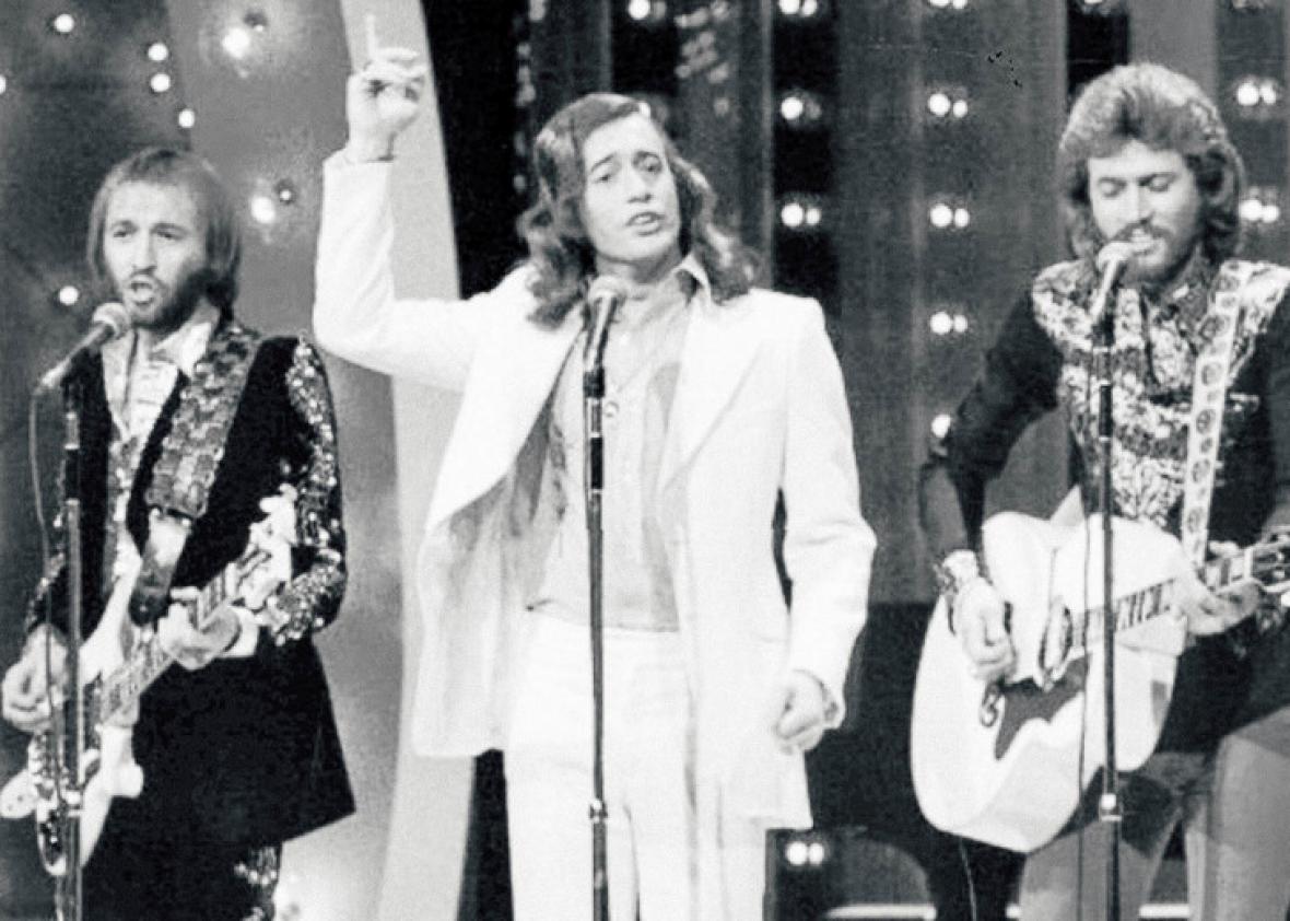 The Bee Gees performing.