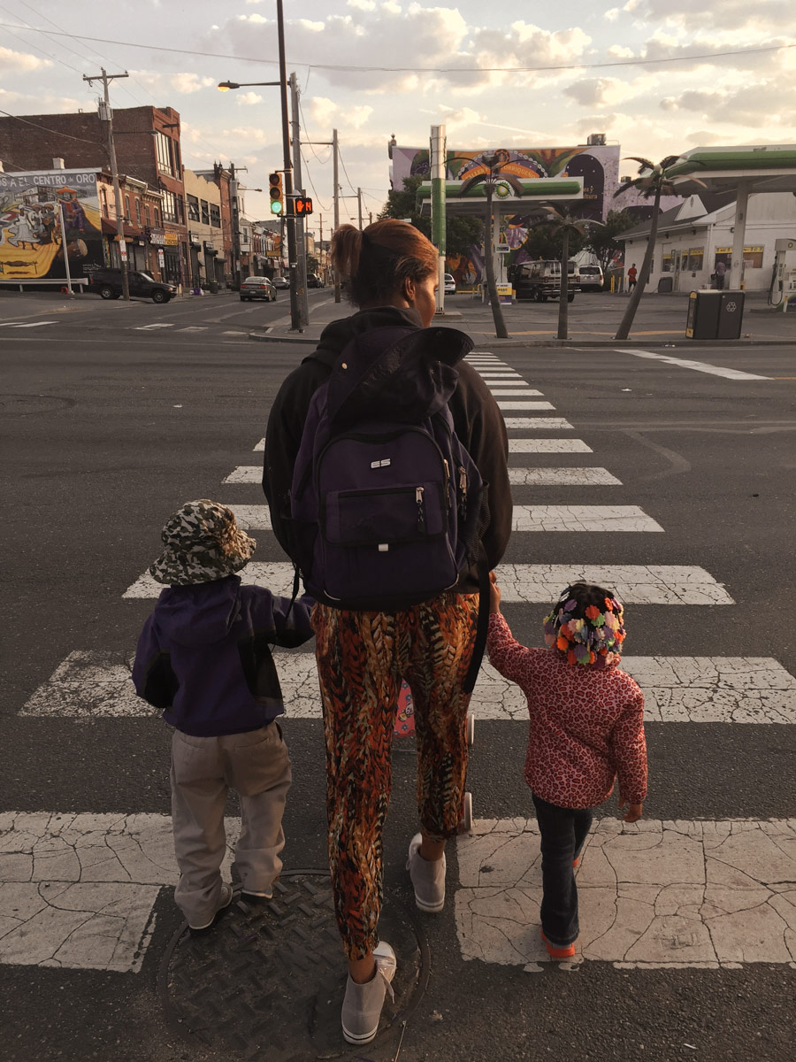 North Philly resident Sway Hill is about to begin a multi-modal journey to work, but first she has to get breakfast for her children. 