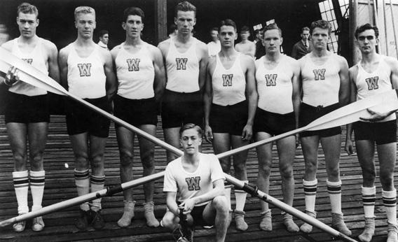 The 1936 U.S. Olympic rowing team from the University of Washington. 