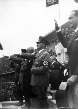 Adolf Hitler opens the Olympic Games, Aug. 1, 1936. 