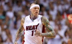 Chris Andersen #11 of the Miami Heat runs up court after a play against the Indiana Pacers during Game One of the Eastern Conference Finals at AmericanAirlines Arena on May 22, 2013 in Miami, Florida. 