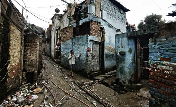 An Indian slum. 