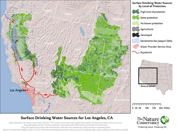 surface drinking water sources for los angeles california.