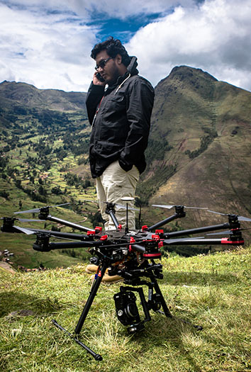 Aldo and drone in Machu Picchu, Peru, April 8, 2015.