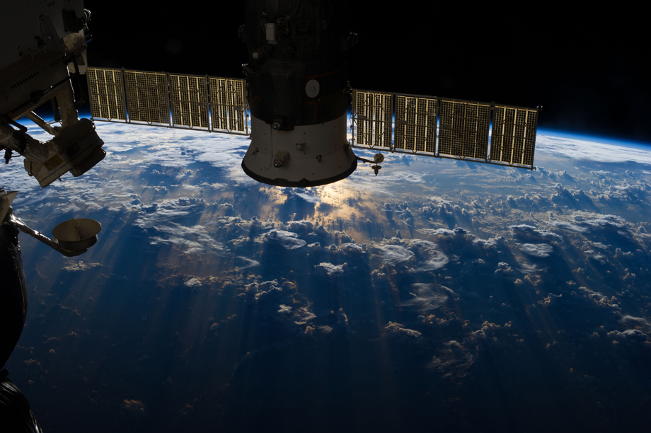 shadows of clouds seen from the space station