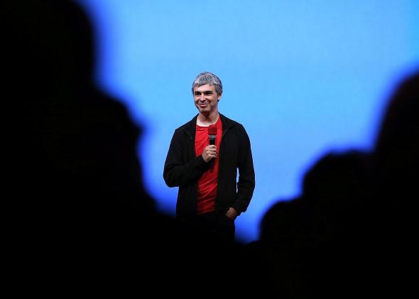 Page speaks during the opening keynote at the Google I/O developers conference in San Francisco in 2013 in San Francisco, California.