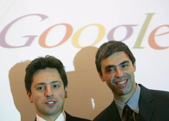 Google founders Sergey Brin and Larry Page in Frankfurt, Germany, in 2004.