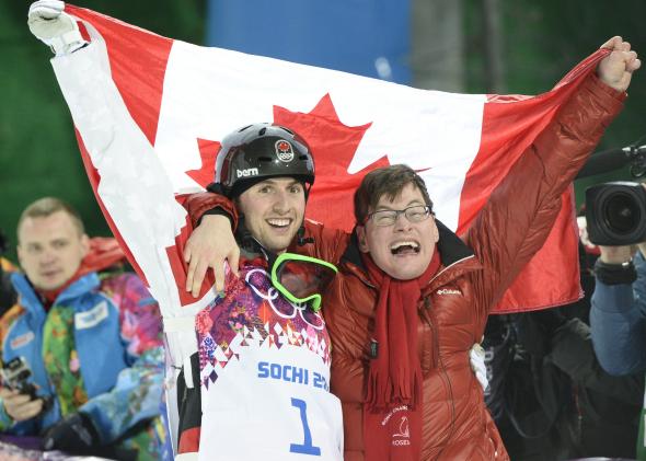468391269-canadas-alex-bilodeau-celebrates-his-gold-medal-with Alex and Frédéric Bilodeau