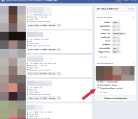 Facebook Graph Search results for &quot;Islamic men interested in men who live in Tehran, Iran.&quot;