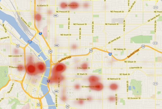 Portland hipster map