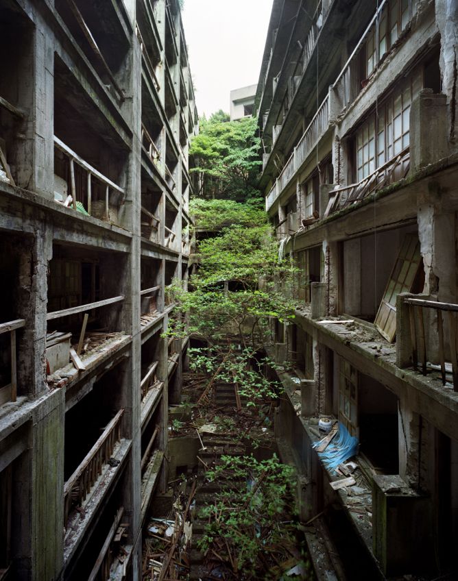 Yves Marchand and Romain Meffre&rsquo;s photograph of the Japanese phantom island of Gunkanjima (&ldquo;The Battleship&rdquo;), once one of the most densely populated places in the world