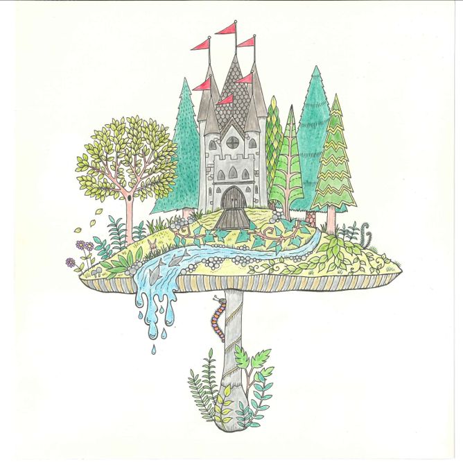 Johanna Basford Enchanted Forest courtesy the artist and Laurence King  - coloured by Maria Hughes