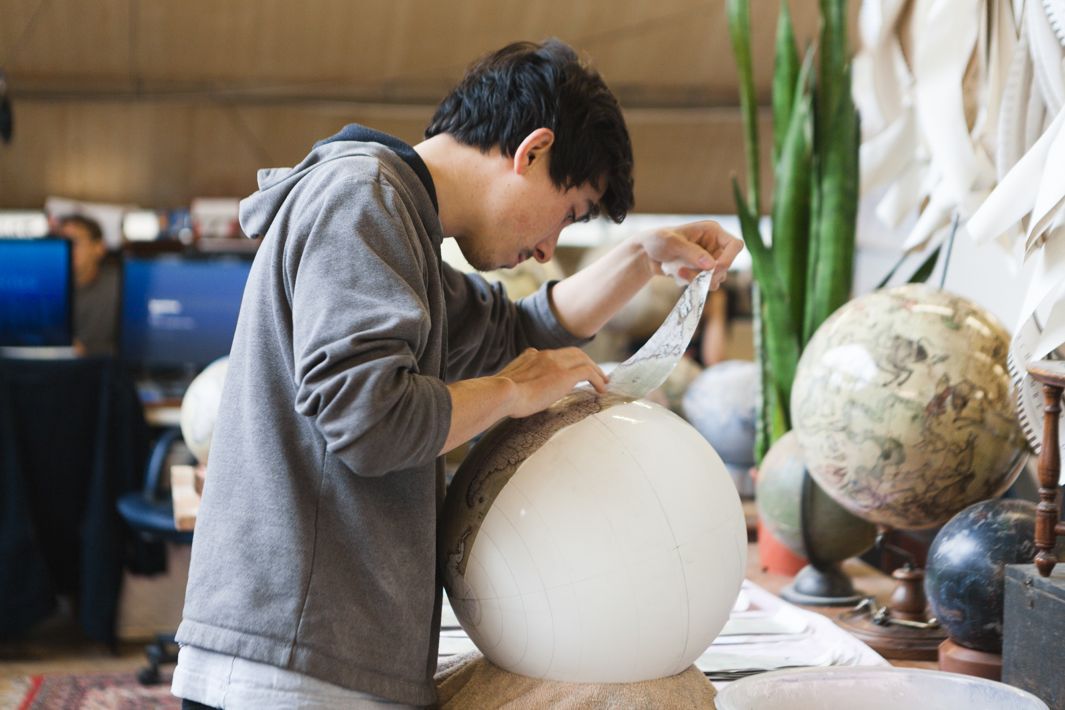 Jon working on a handcrafted globe in the studio of Bellerby and Co London - 4 - Photo credit Ana Santl.jpg